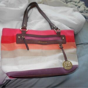 Liz Claiborne Pink and Orange Shoulder Bag